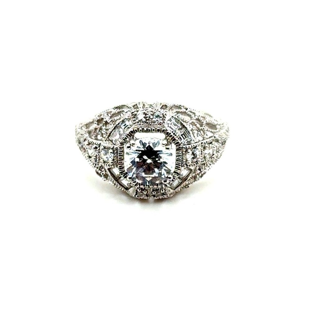 Art Deco Style Round Cut Cz Silver‎ 925 Ring